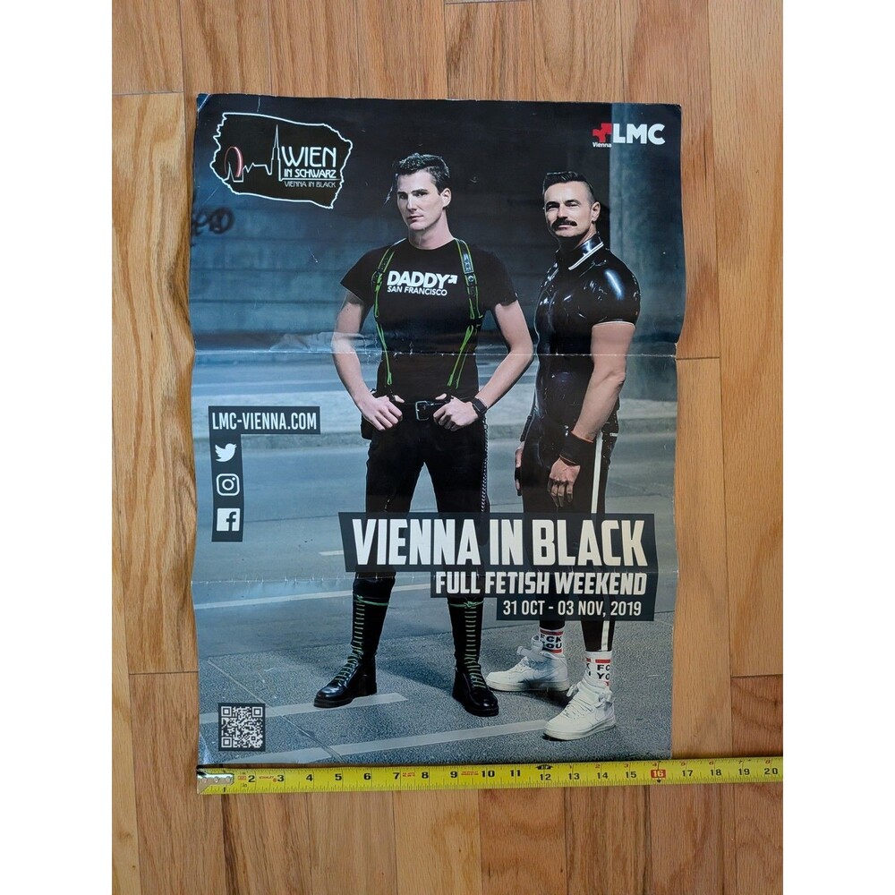 Vienna in Black Full Fetish Weekend Poster 2019 Gay BDSM Leather Latex 16 x 23